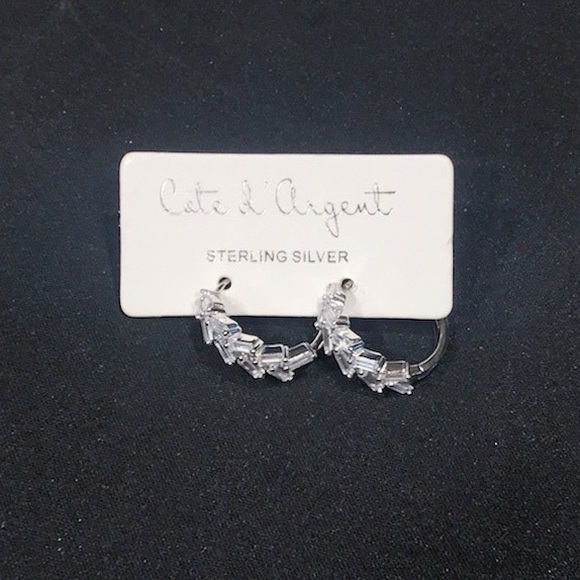 Cote d Argent Sterling Silver CZ Hoop Earrings - Picture 5 of 6